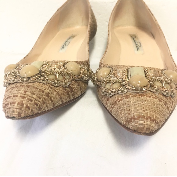 OSCAR DE LA RENTA • Embellished Rafia Pumps - Picture 7 of 12